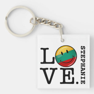 Love From Lithuania Smiling Flag Key Ring