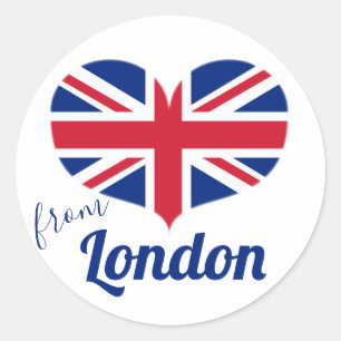 Love from London Heart Shaped UK Flag Union Jack Classic Round Sticker