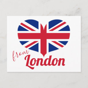 Love from London   Heart Shaped UK Flag Union Jack Postcard