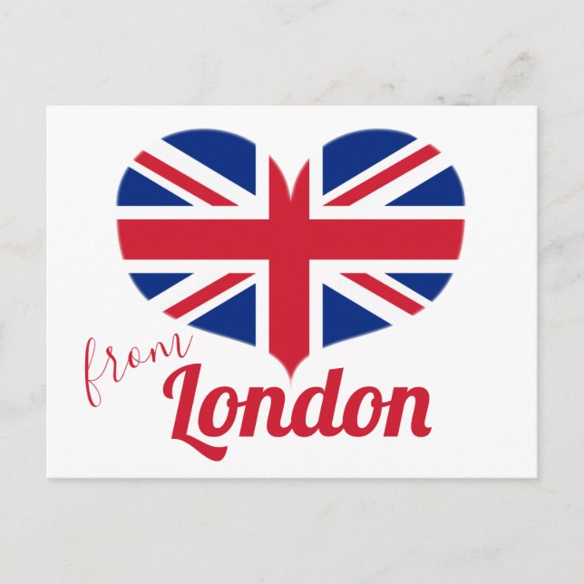 Love from London | Heart Shaped UK Flag Union Jack Postcard (Front)