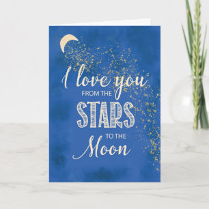 Love From Stars to Moon Night Sky Glitter-Look Card