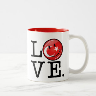 Love From Turkey Smiling Flag Two-Tone Coffee Mug