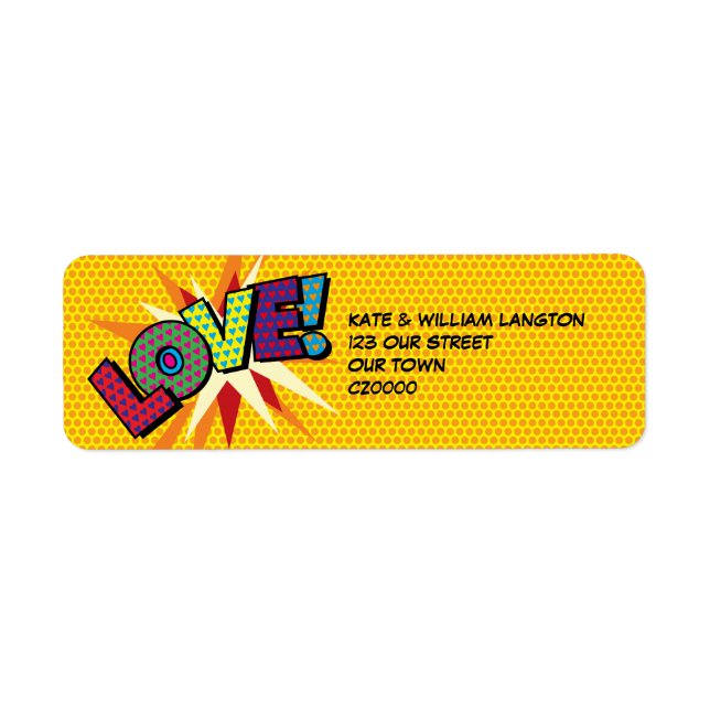 LOVE Fun Retro Comic Book Pop Art Address (Front)