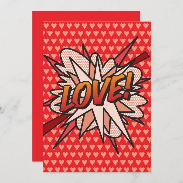 LOVE Fun Retro Comic Book Pop Art Invitation (Front/Back)