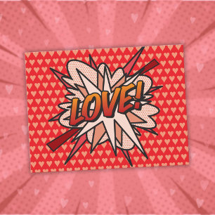 LOVE Fun Retro Comic Book Pop Art Postcard