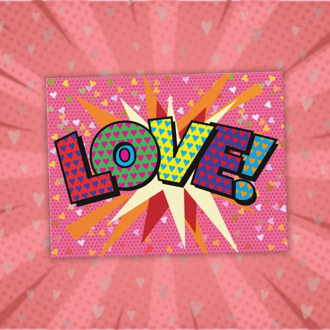 LOVE Fun Retro Comic Book Pop Art Postcard (LOVE Fun Retro Comic Book Pop Art Postcard)