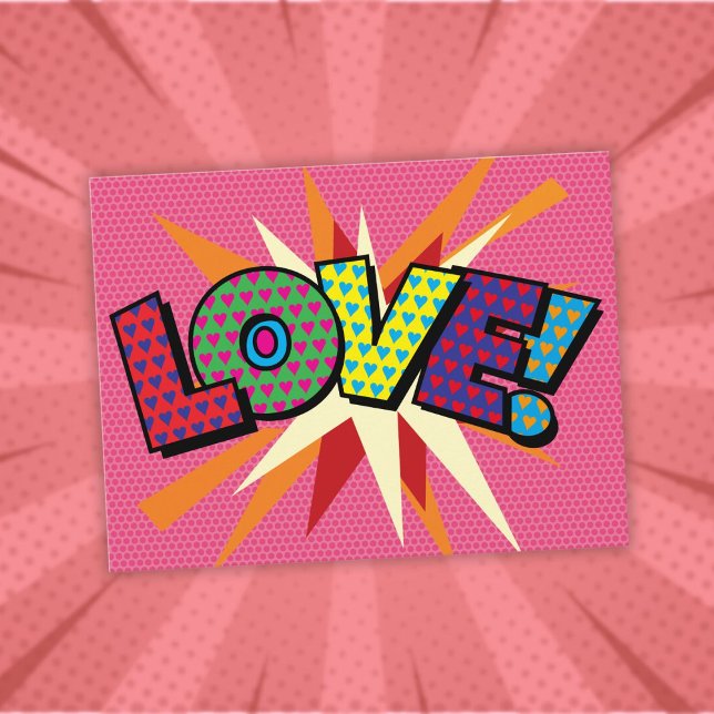 LOVE Fun Retro Comic Book Pop Art Postcard (LOVE Fun Retro Comic Book Pop Art Postcard)