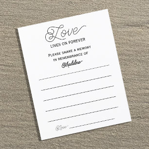 Love Funeral Attendance Card Share A Memory Note 