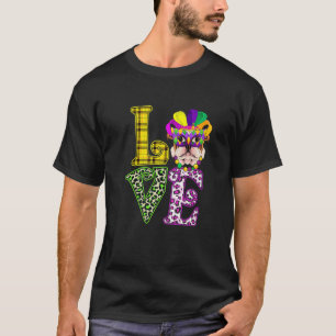 LOVE Funny Mardi Gras French Bulldog Dog Leopard P T-Shirt