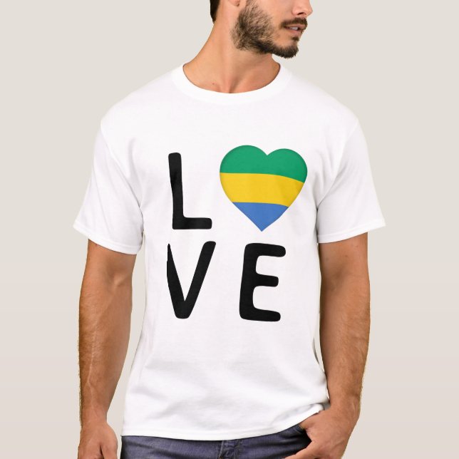Love - Gabon Flag T-Shirt (Front)