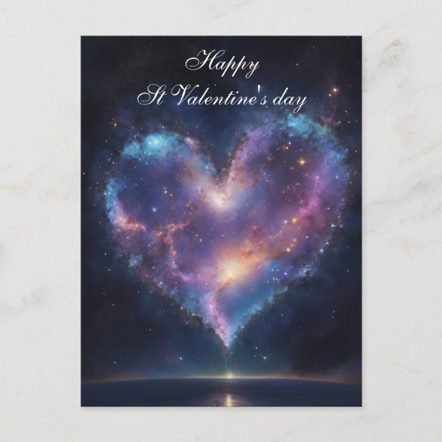 Love Galaxy Starry Heart  Valentine Holiday Postcard (Front)
