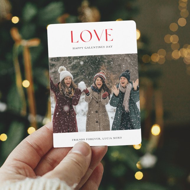 Love Galentines Day Friends Forever Photo Bestie Holiday Card (Creator Uploaded)