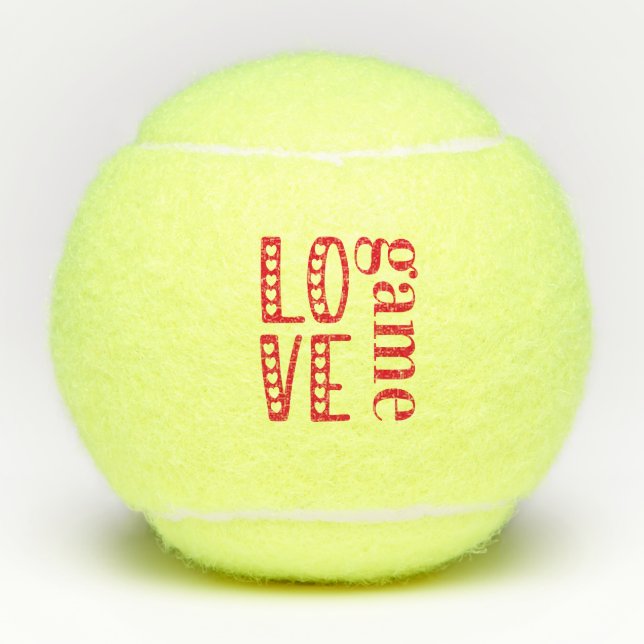 Love Game - Cute Hearts Typography Valentine's Day Tennis Balls (Front)