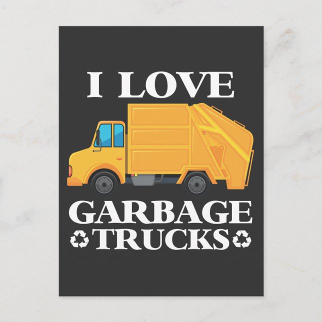 Love Garbage Truck kids boy girl toddler Trucks Postcard (Front)