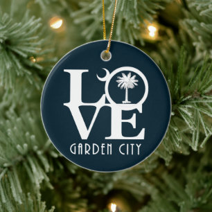 LOVE Garden City South Carolina Ceramic Tree Decoration