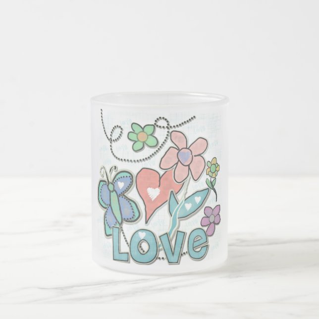 Love Garden Frosted Glass Coffee Mug (Center)