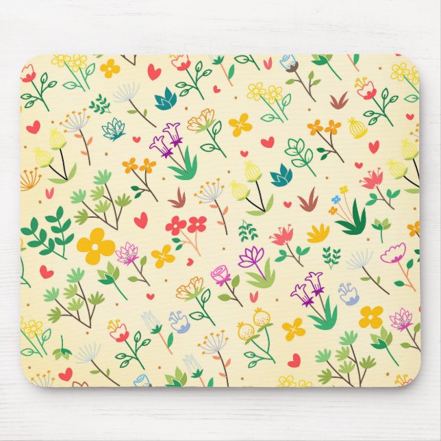 Love Garden Spring Flowers & Hearts  Mouse Pad (Front)