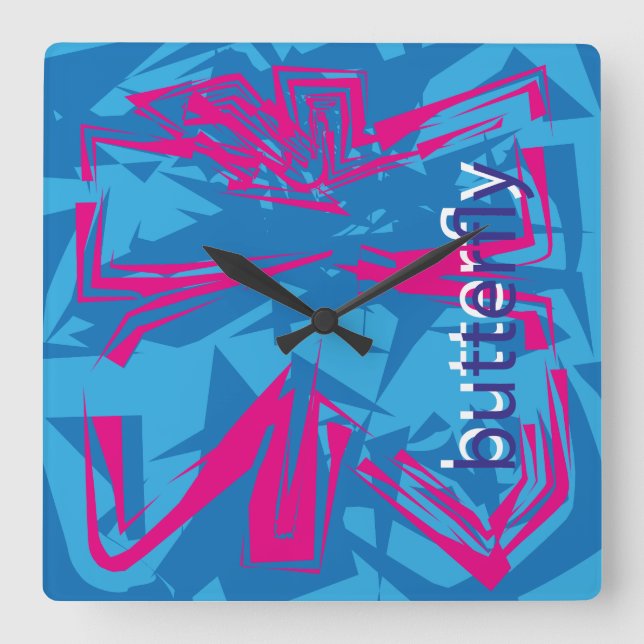 LOVE GEOMESKY ANIMALS butterfly BY MASANSER Square Wall Clock (Front)