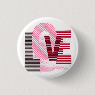 Love Geometric Magenta Letter 3 Cm Round Badge