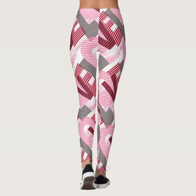 Love Geometric Magenta Letter Leggings (Back)