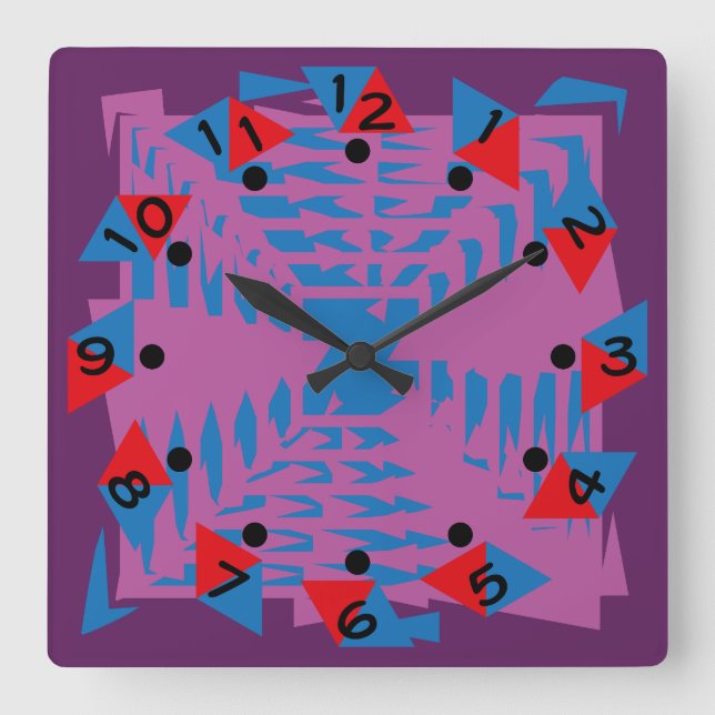 LOVE GEOMETRIX COLORS BY MASANSER SQUARE WALL CLOCK (Front)