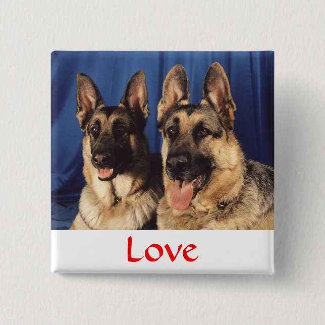 Love German Shepherd Dog Button Pin (Front)