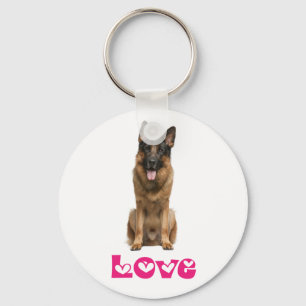 Love German Shepherd Puppy Dog Keychain