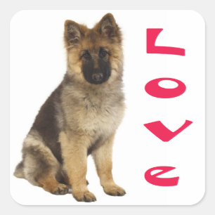 Love German Shepherd Puppy Dog Stickers