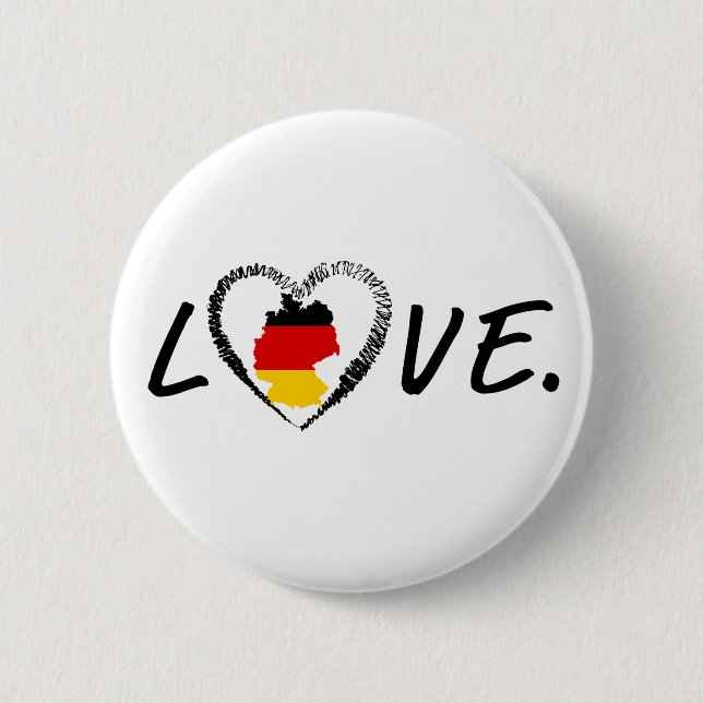 Love Germany. 6 Cm Round Badge (Front)