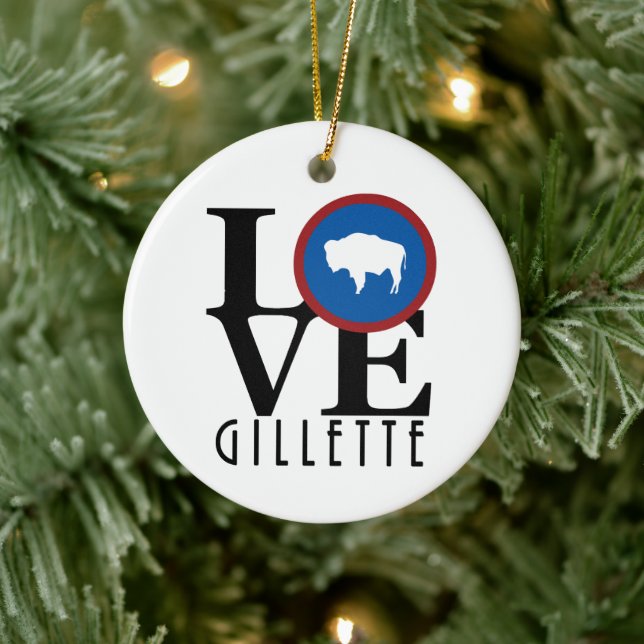 LOVE Gillette Wyoming Ceramic Tree Decoration (Tree)
