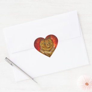 LOVE GINGER CATS HEART STICKER