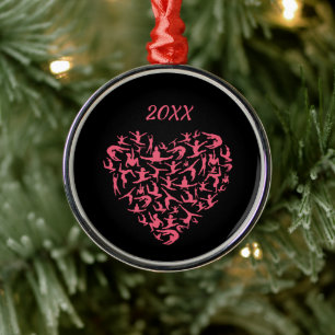 Love Girls Gymnastics - Silhouette Heart Metal Tree Decoration