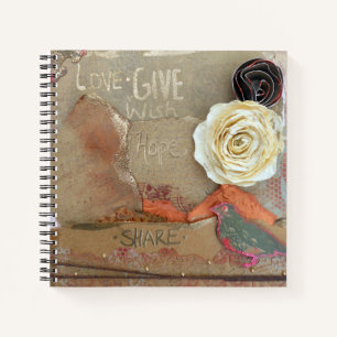 Love Give Hope Share Mixed Media Art Notebook