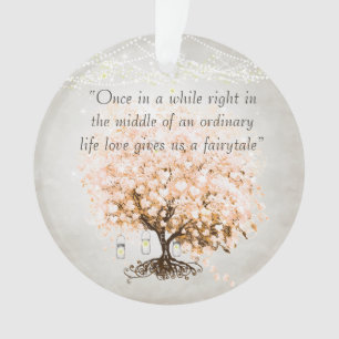Love gives us Fairy Tale Heart Leaf Tree Wedding Ornament
