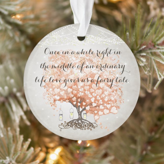 Love gives us Fairy Tale Heart Leaf Tree Wedding Ornament (Tree)