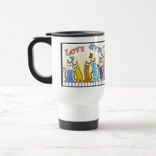Love Gives you Butterflies- Cats on Fence Travel Mug