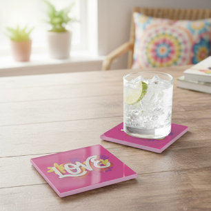 LOVE Glass Coaster
