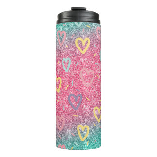 Love Glitter Hearts Thermal Tumbler