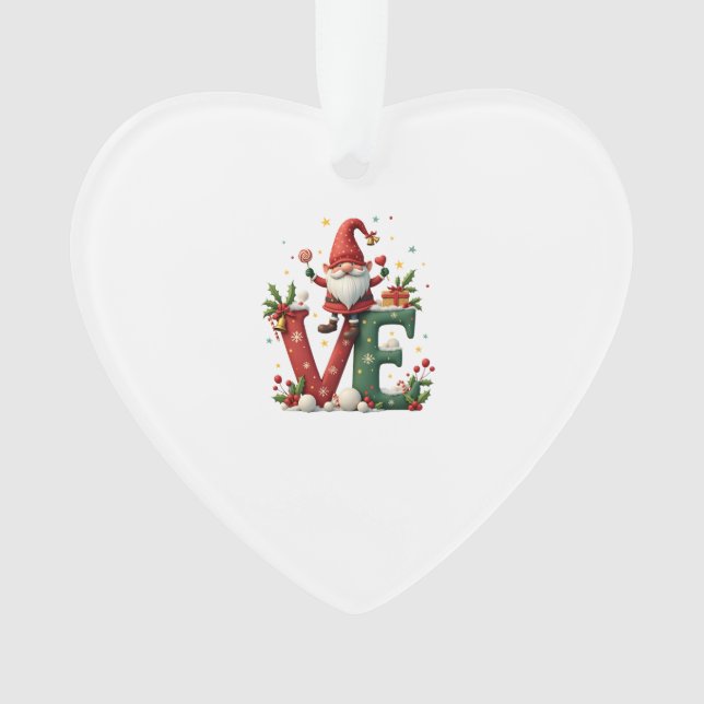 LOVE Gnome Christmas Ornament (Front)