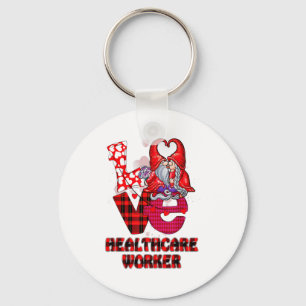 Love Gnome Healthcare Worker Valentines Day Heart  Key Ring