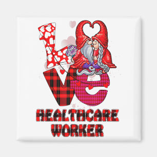 Love Gnome Healthcare Worker Valentines Day Heart  Magnet
