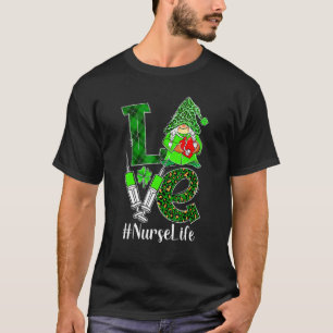 Love Gnome Nurse Life Er Rn St Patricks Day Leopar T-Shirt