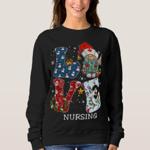 LOVE Gnome Nursing Christmas Pajama Family Costume Sweatshirt