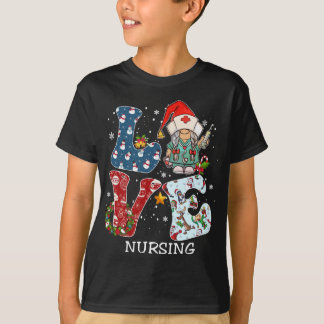 LOVE Gnome Nursing Christmas Pajama Family Costume T-Shirt