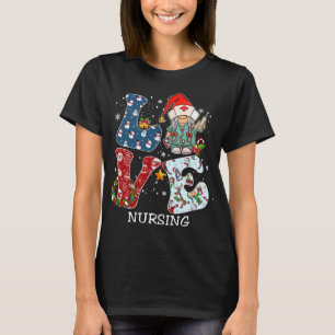 LOVE Gnome Nursing Christmas Pajama Family Costume T-Shirt