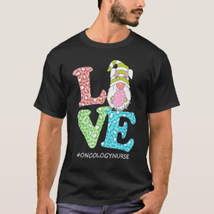 Love Gnome Oncology Nurse Leopard Happy Easter Day T-Shirt