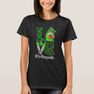 Love Gnome Orthopaedic Nurse St Patricks Day Leopa T-Shirt