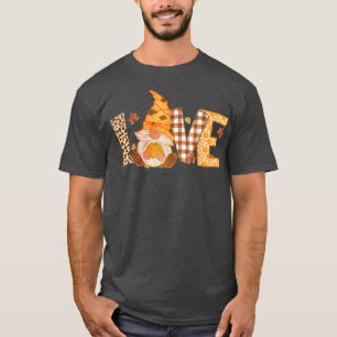 Love Gnome Pumpkin Leopard Plaid Vintage Style Aut T-Shirt
