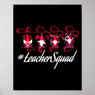 Love Gnome Teacher Squad Happy Valentine Gnome Tea Poster