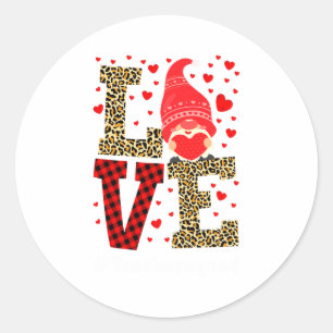 Love Gnome Teacher Squad Valentines Day Teacher St Classic Round Sticker